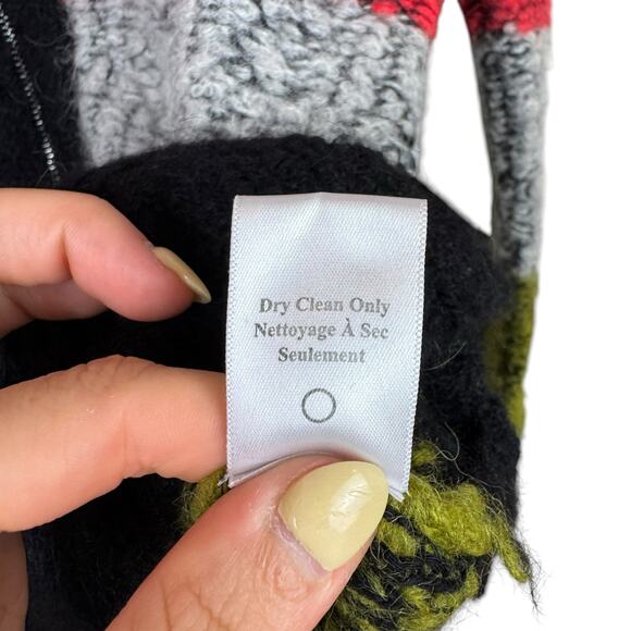 A.L.C. Alpaca Wool Blend Multi Color Stripe Boucle Knit Zipper Cardigan Sweater - Picture 15 of 16